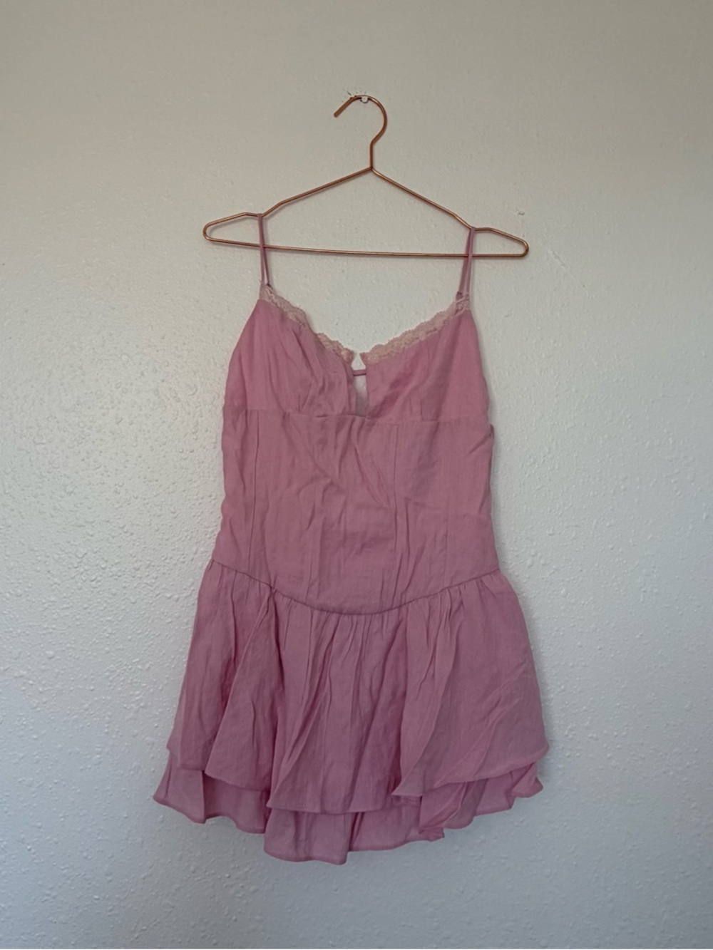 Cotton Candy LA Light Pink Lace-Trim Spaghetti Strap Dress large new with tag